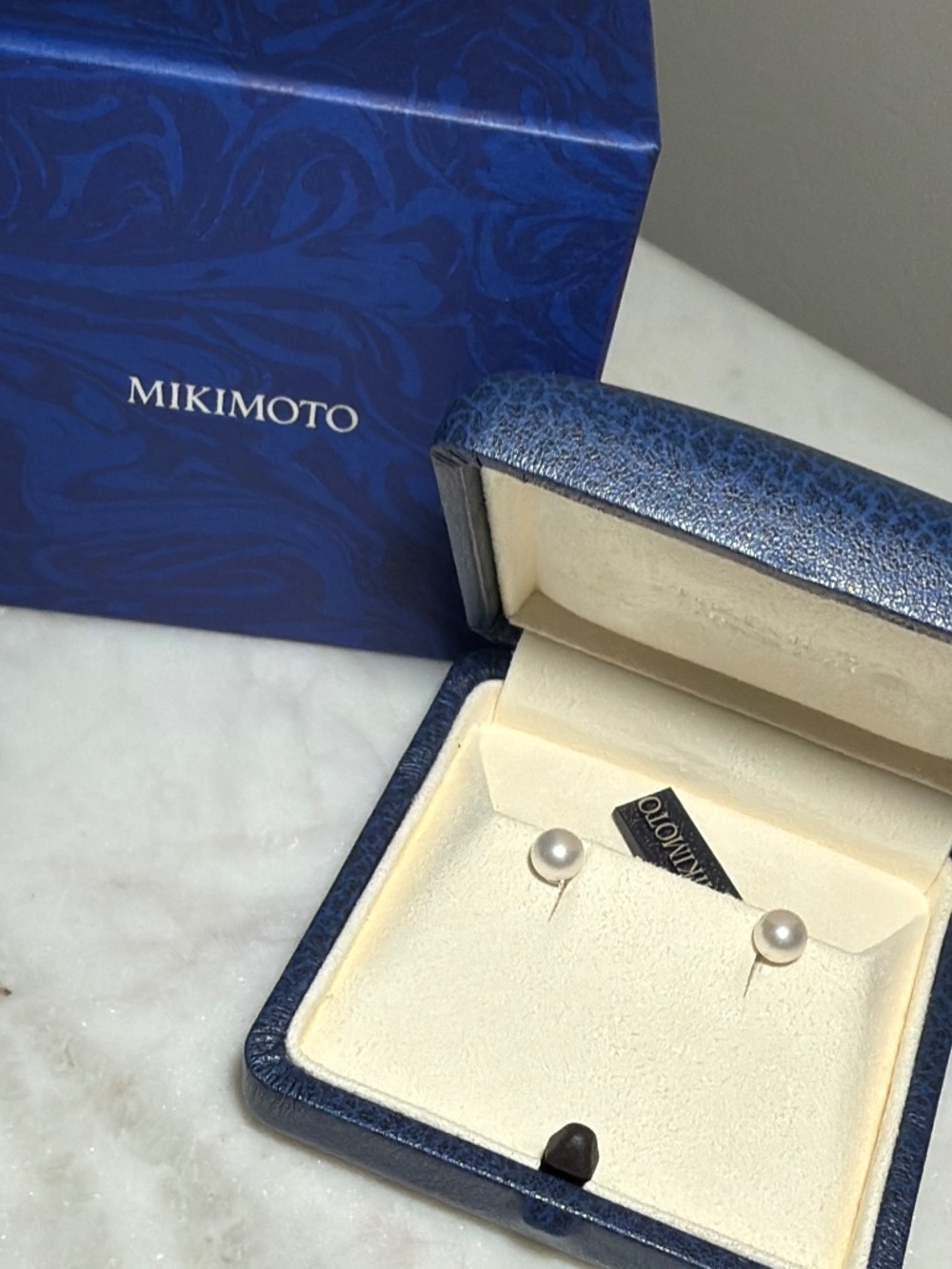 Mikimoto 18kt white gold 6-6.5mm Akoya pearl stud earrings. A-quality